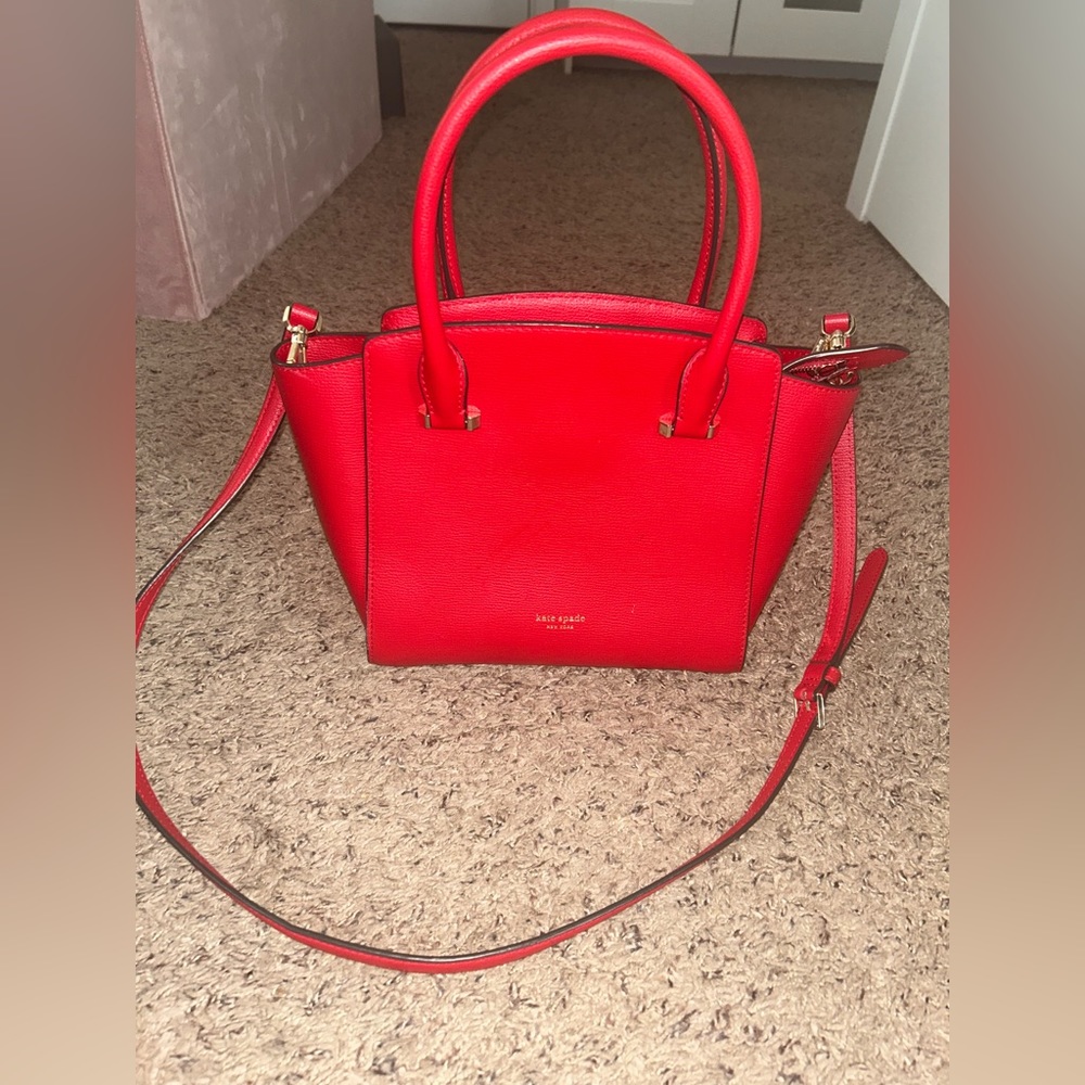 Kate Spade Maise MD Dome Satchel Soft Saffiano Leather Shoulder Bag Red